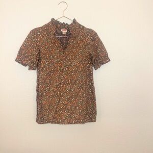 Mossimo Supply Co. Floral Blouse with Ruffle Detail